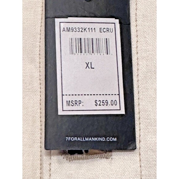 7 FOR ALL MANKIND Shirt Jacket Ecru Brown Top Stitching Button Patch Pockets XL - Picture 4 of 16